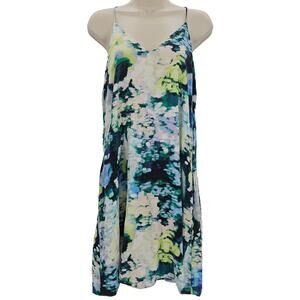 Cynthia Rowley Womans size 4 100% Silk Watercolor Floral Racerback Mini Dress